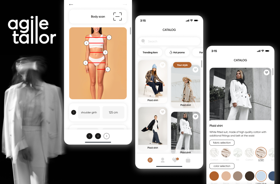Pavel Fess UI/UX Design by Noixlab Studio AGILE TAILOR Fashion mobile app