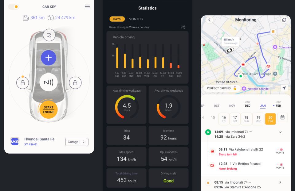 Pavel Fess UI/UX Design by Noixlab Studio Mobility Mobikey Connected Car Key mobile app